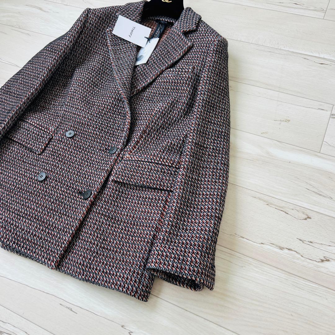 【未使用タグ付】セオリー　ツイルジャケット　　ダブルブレスト　千鳥　21AW