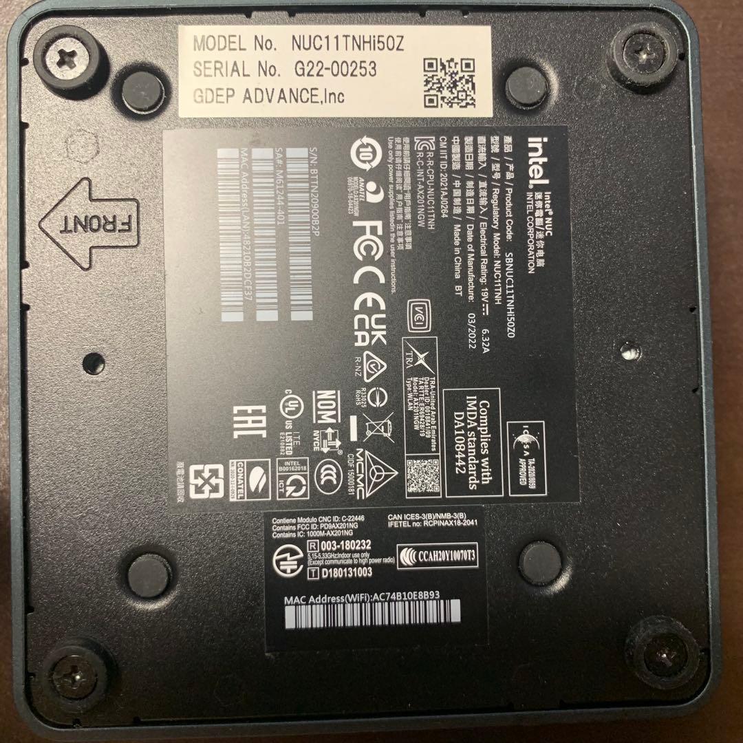 NUC11TNHi5OZ 本体のみ ジャンク品として出品