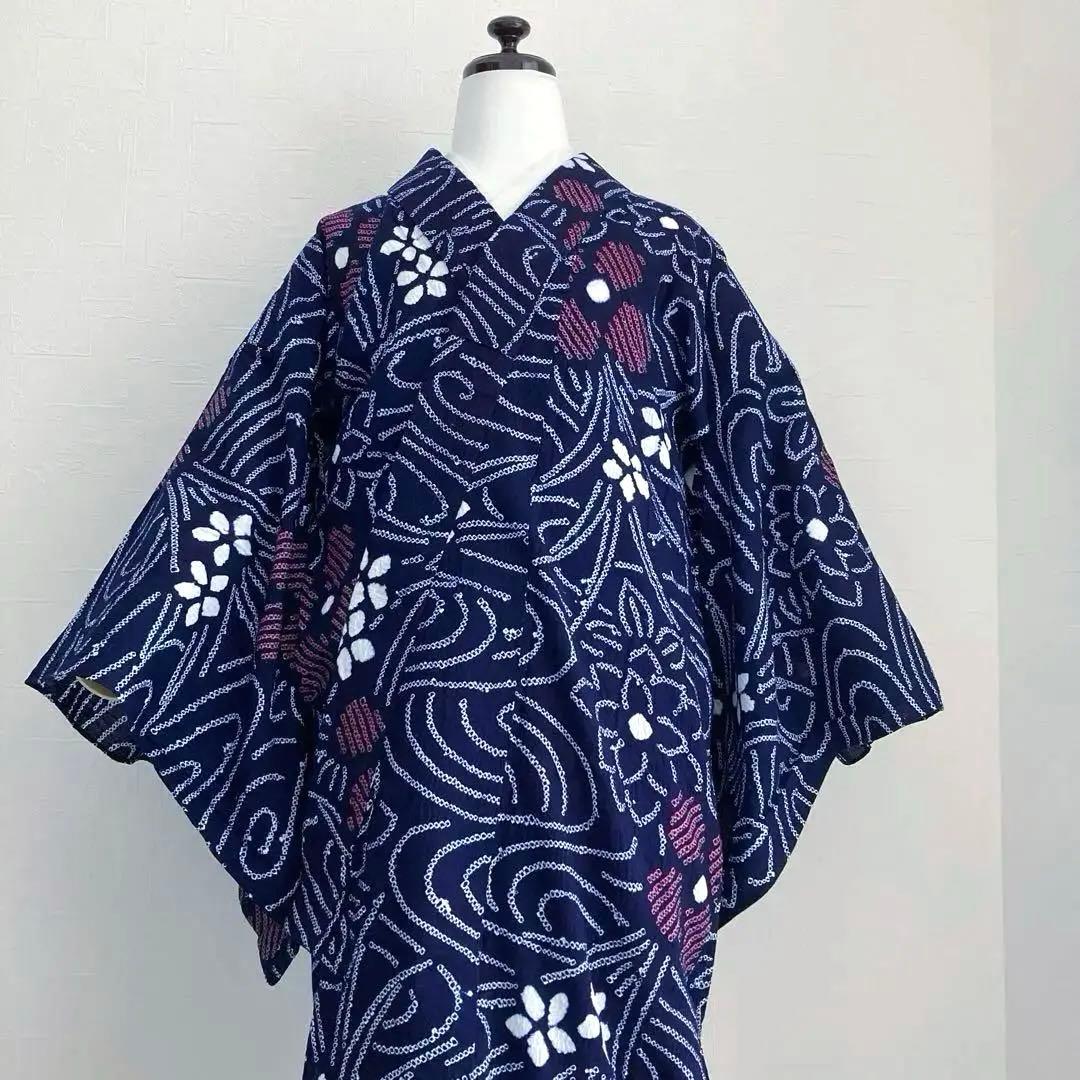 かなろうず　有松鳴海絞り浴衣　手縫い　上質　濃紺　絞り浴衣　No.6-68
