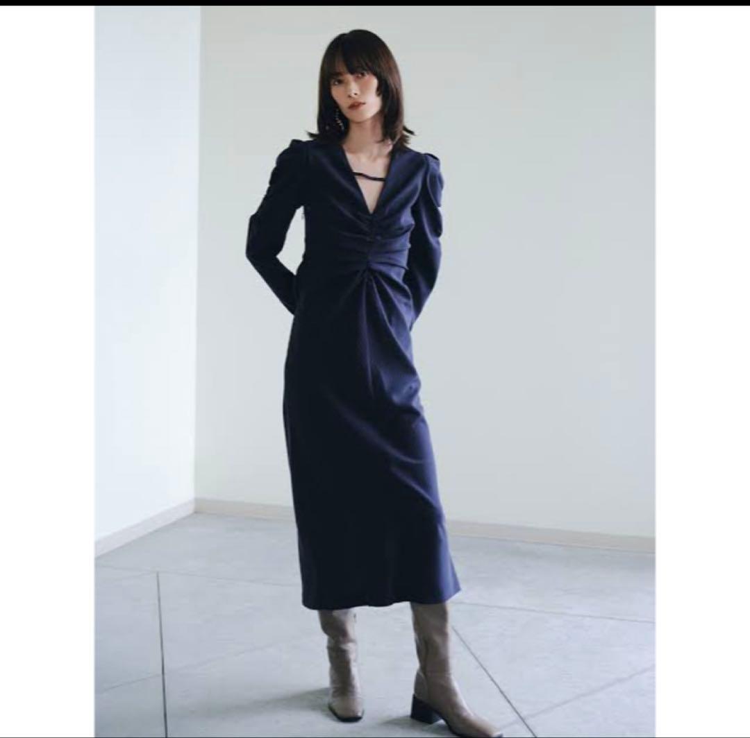 fray i.d パフスリーブシャーリングワンピース