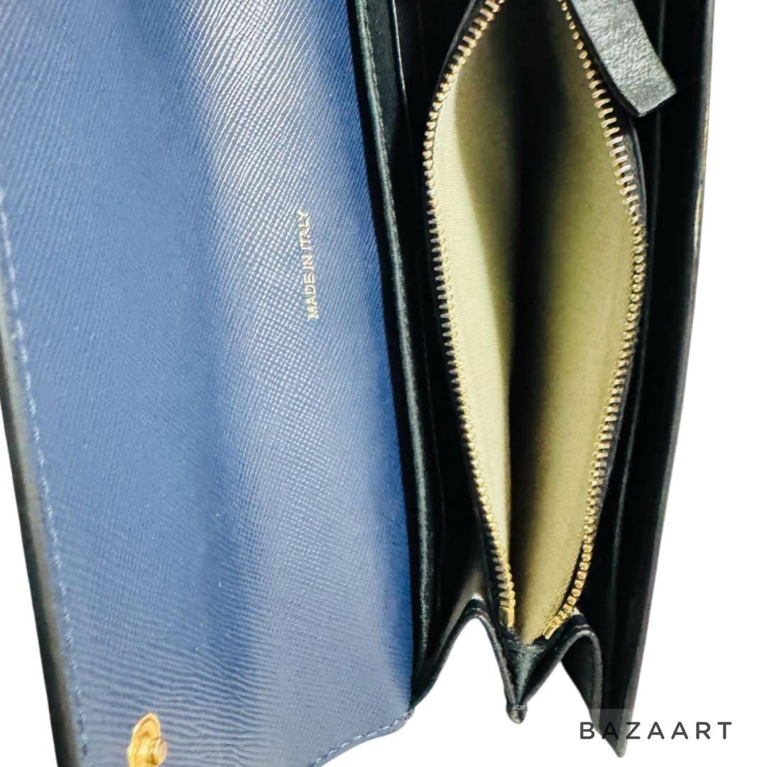 MARNI マルニ 折りたたみ 長財布 レザー ネイビー ブラック 黒 箱付き