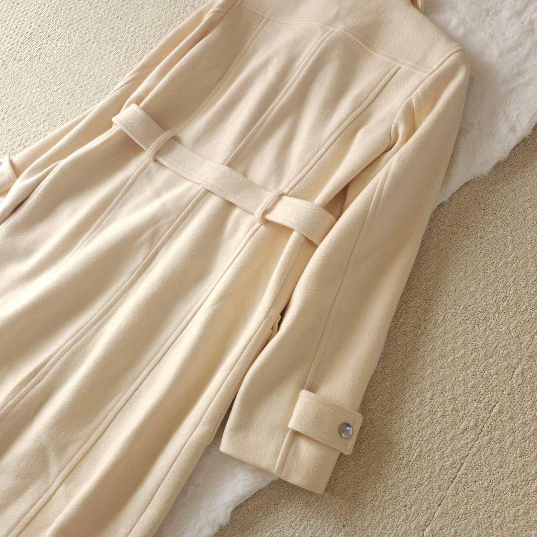 クレージュ ベルト付きウールコート オフホワイト 38サイズ