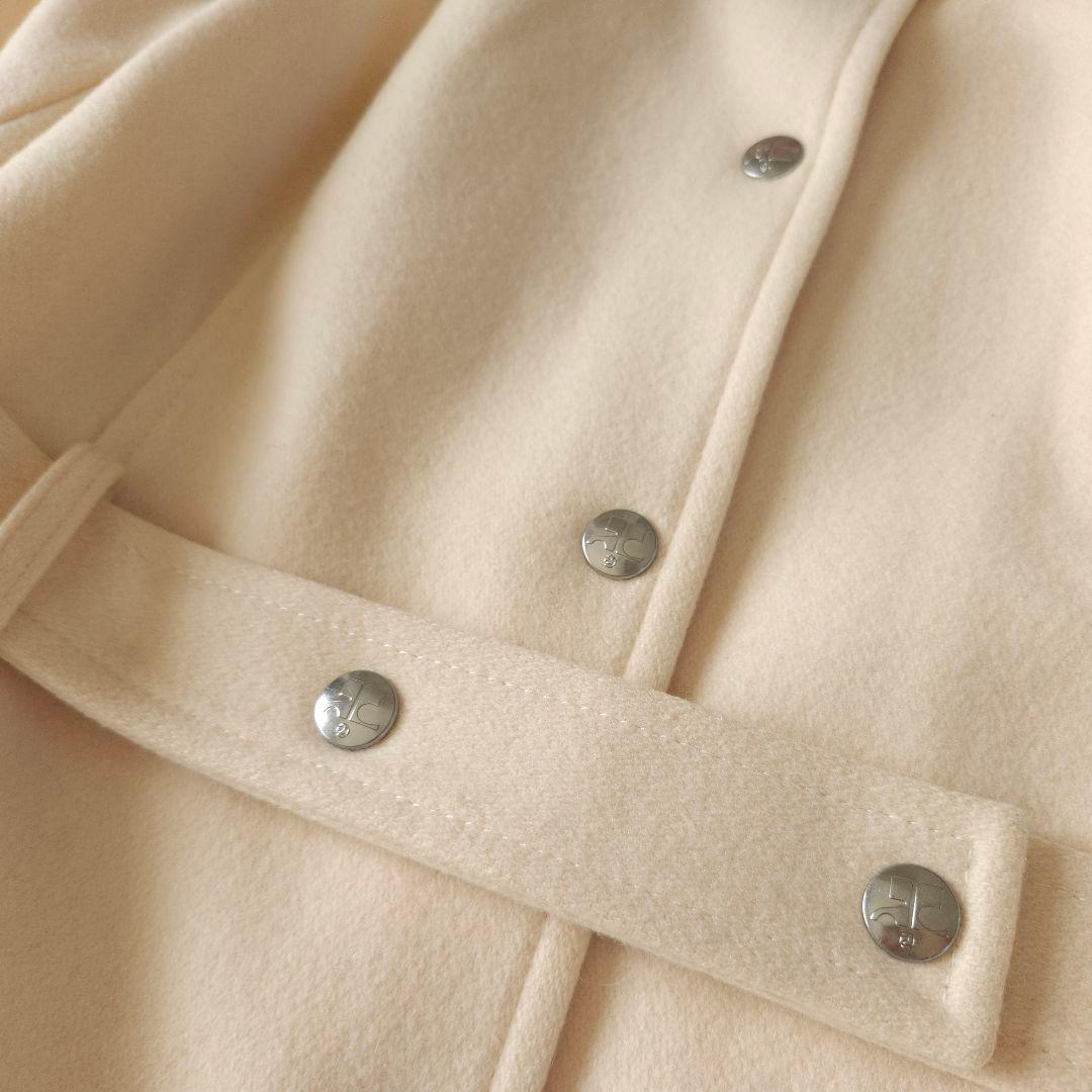 クレージュ ベルト付きウールコート オフホワイト 38サイズ