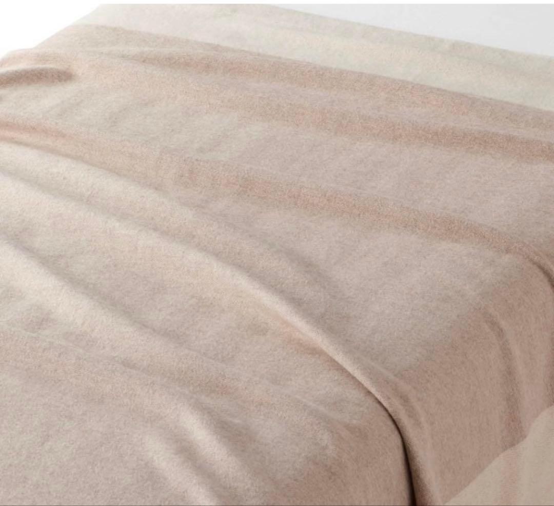 廃盤　カシミヤ混 ダブルサイズ毛布 グレー柄 無印良品