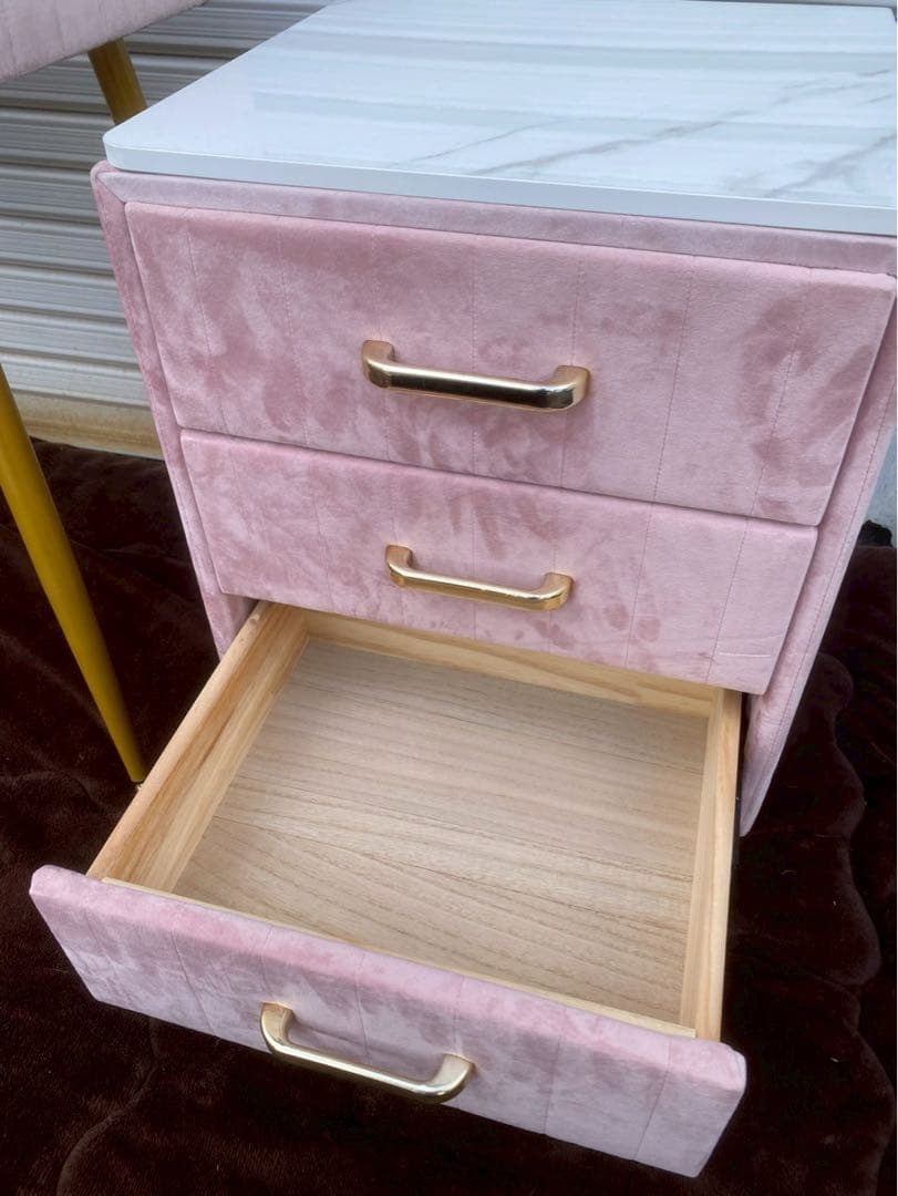 【雨宮】大理石風 ドレッサーセット 鏡付き※椅子はつきません。