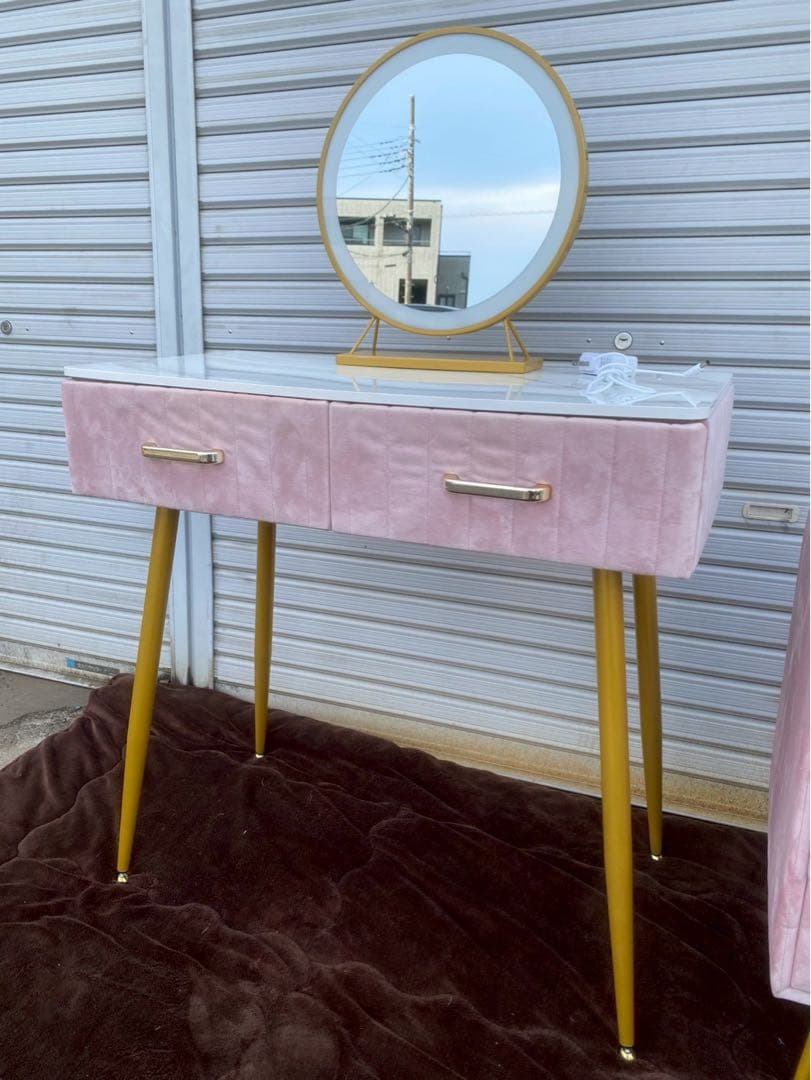 【雨宮】大理石風 ドレッサーセット 鏡付き※椅子はつきません。