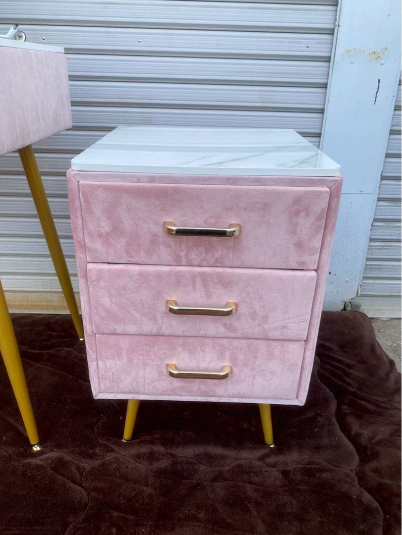 【雨宮】大理石風 ドレッサーセット 鏡付き※椅子はつきません。