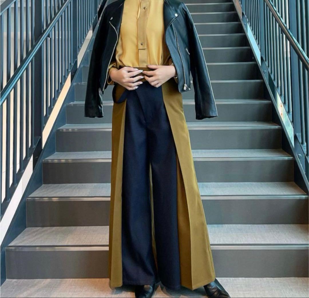 【美品】アシメベルテッドバイカラーパンツ／UNITED TOKYO