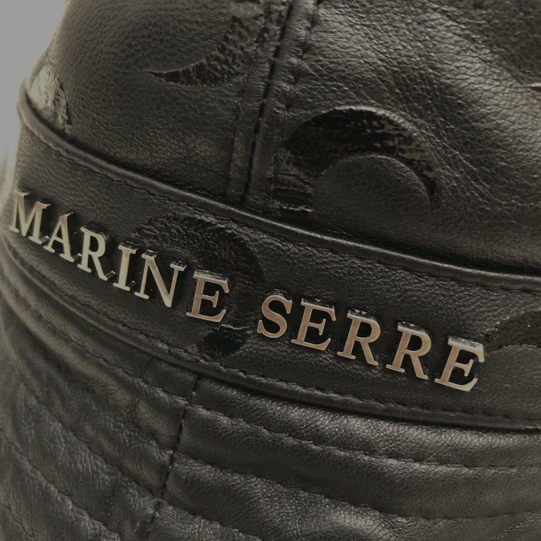 ★極美品★マリーンセル レザーバケットハット ブラック 総柄 モノグラム ロゴ