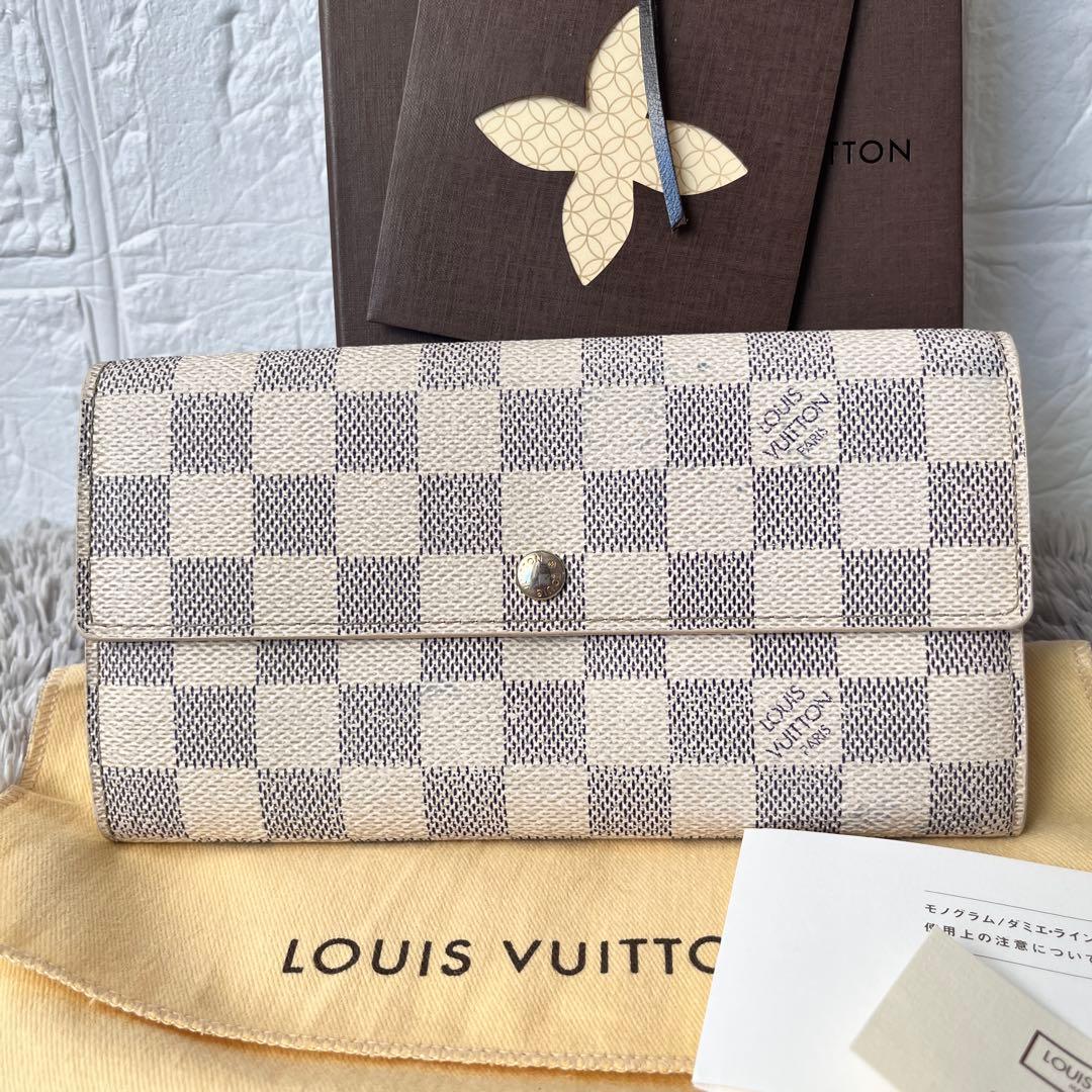 ルイヴィトン　ダミエアズール　長財布　ポルトフォイユサラ　ホワイト