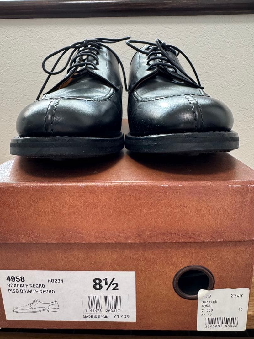 Berwick バーウィック ビジネス Uチップシューズ 黒 27 8 1/2