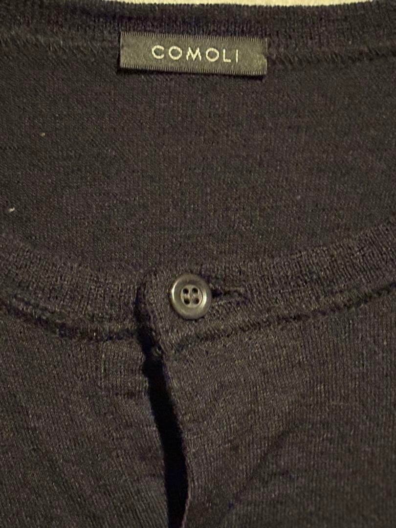 美品　COMOLI コモリ ウールヘンリーネックニット 黒L