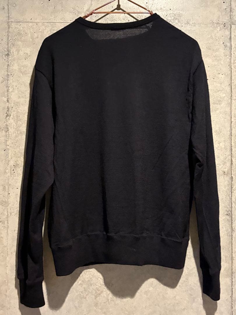 美品　COMOLI コモリ ウールヘンリーネックニット 黒L