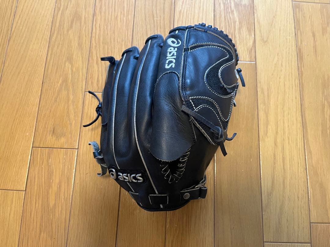 asics ブラック 軟式用グローブ