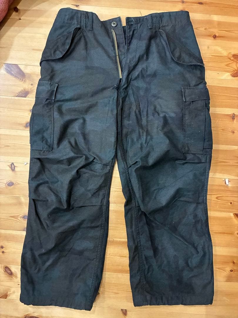 デッドストック 米軍 M-65カーゴパンツ ウッドランド迷彩 BLACK染めMS