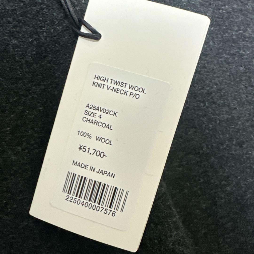 トップス AURALEE HIGH TWIST WOOL KNIT V-NECK P/O4