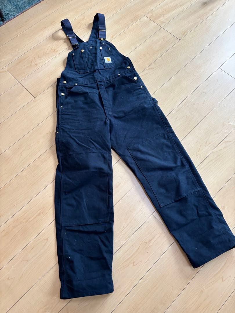 カーハート ダブルニー　オーバーオール　ネイビー　ダック　美品　carhartt