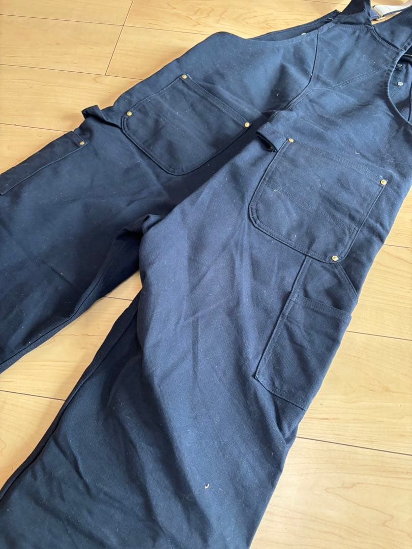 カーハート ダブルニー　オーバーオール　ネイビー　ダック　美品　carhartt