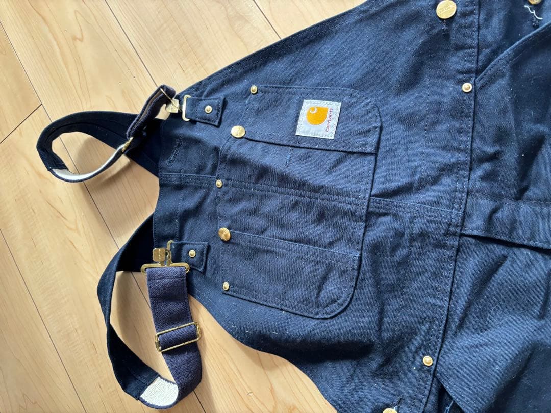 カーハート ダブルニー　オーバーオール　ネイビー　ダック　美品　carhartt