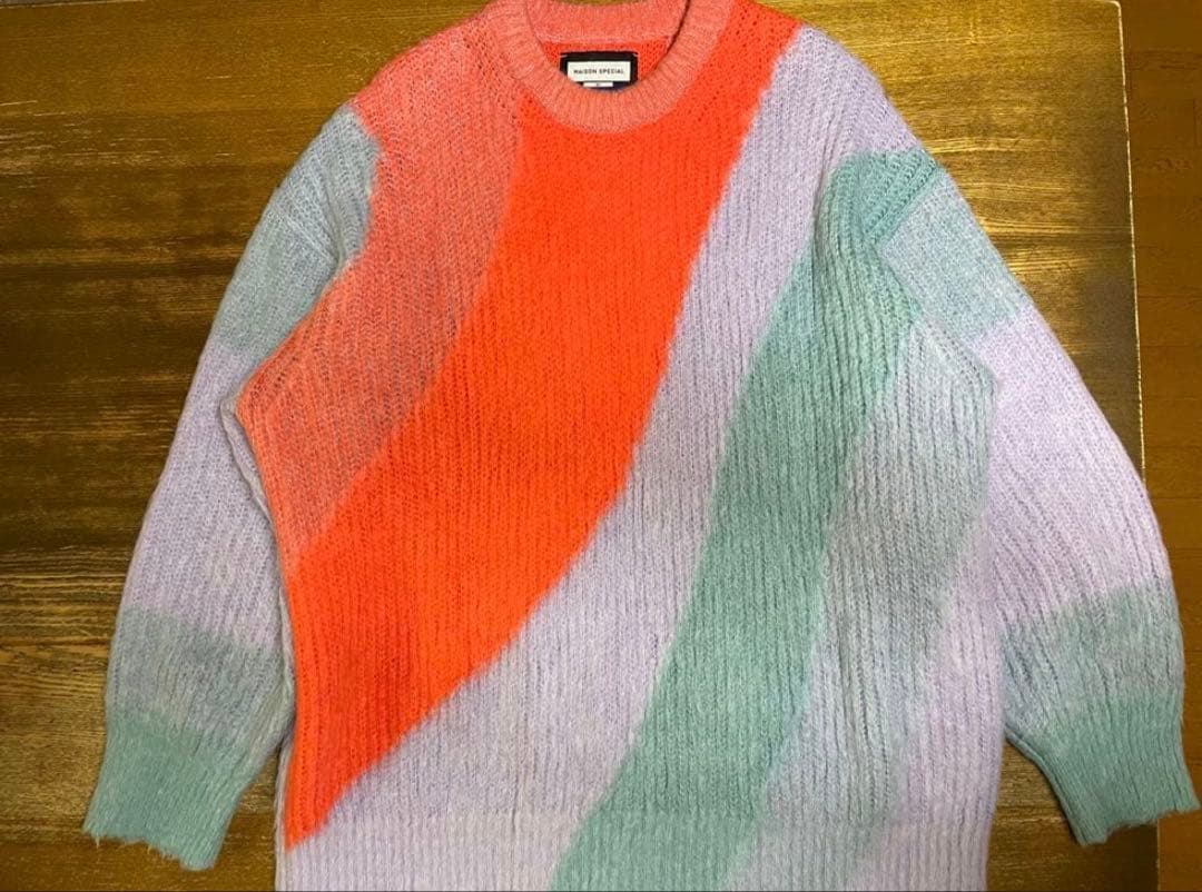 メゾンスペシャル　ウェーブグラデーションシャギープライムオーバーモヘヤニット