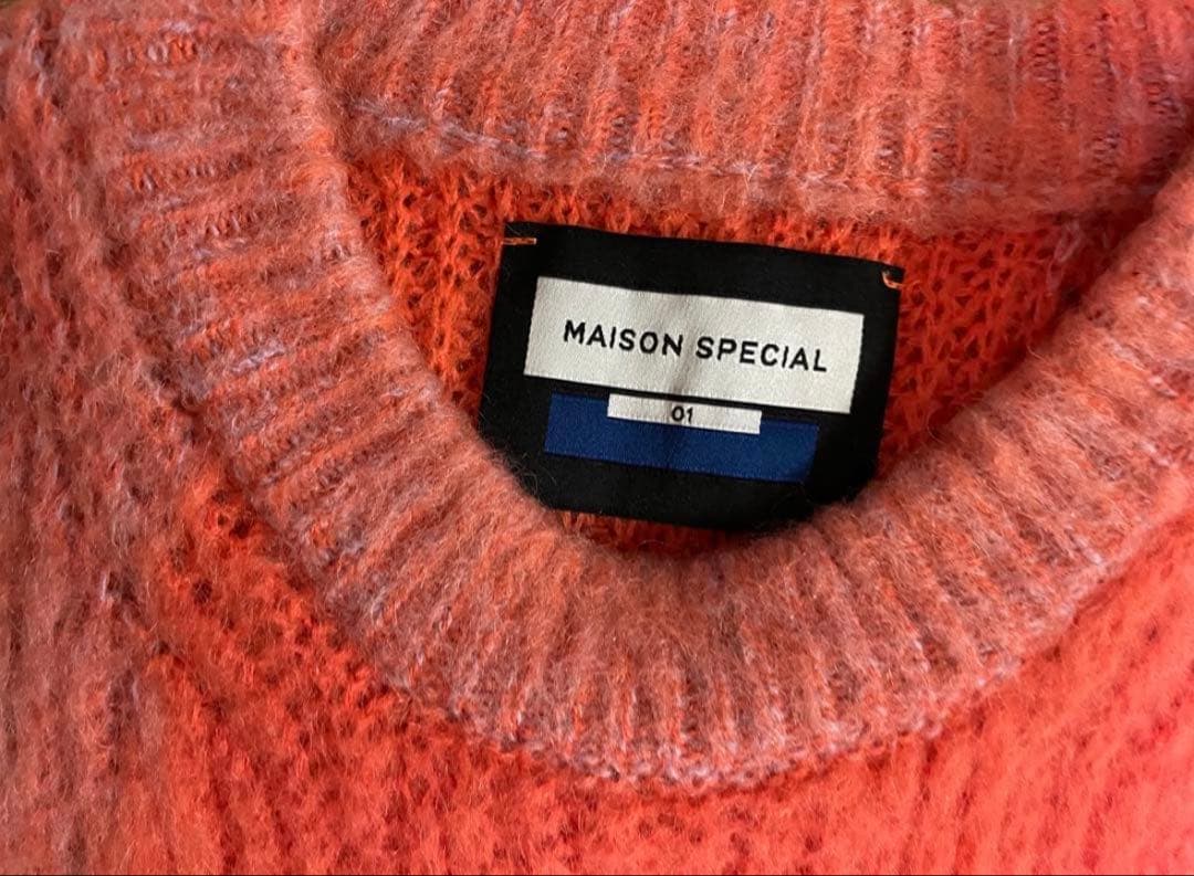 メゾンスペシャル　ウェーブグラデーションシャギープライムオーバーモヘヤニット