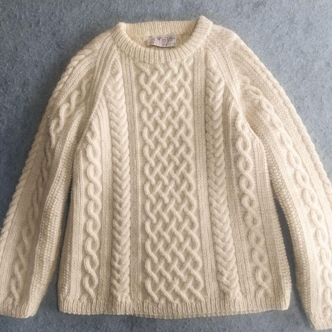 インバーアラン アランニット1A クルーネック フィッシャーマン ケーブル 冬