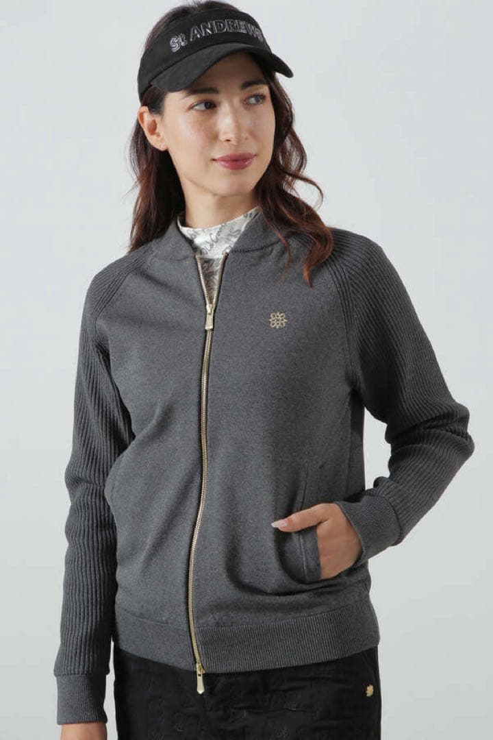 【未使用】St ANDREWS セント・アンドリュース 裏地付ニットブルゾン S