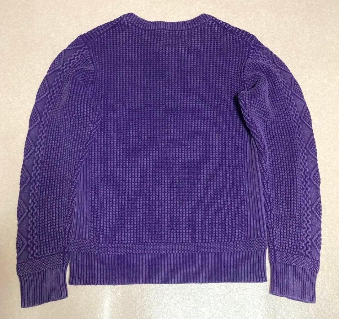 極美品 希少カラー ショット ワッフル クルーネック サーマルニット ケーブル