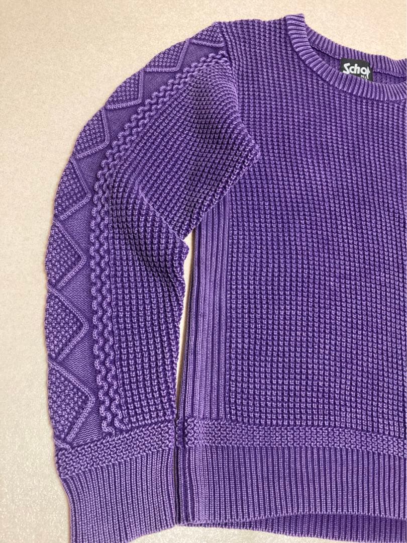 極美品 希少カラー ショット ワッフル クルーネック サーマルニット ケーブル