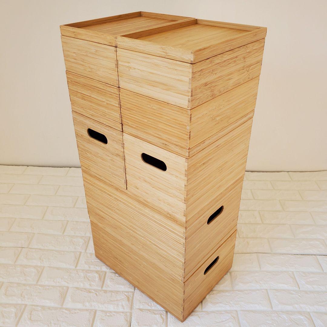 極美品 無印良品 14点セット 重なる竹材長方形ボックス 収納ボックス 小物入れ