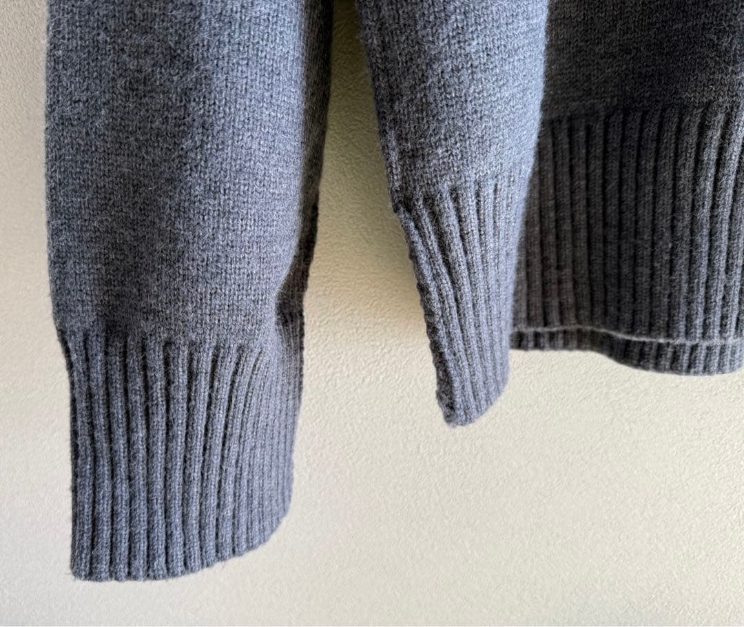 AMI PARIS グレー ニットポロシャツ ハート刺繍 lサイズ 秋冬