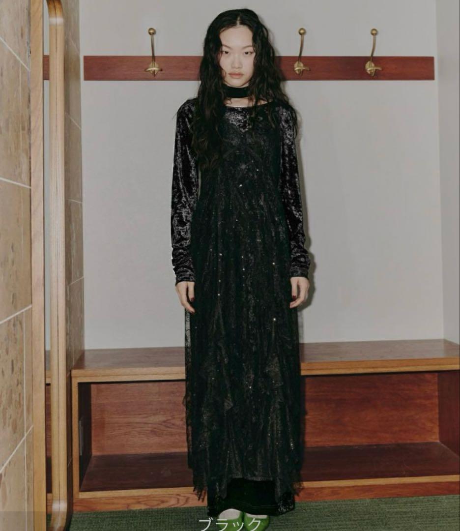 andresd sparkle lace velour dress Mサイズ
