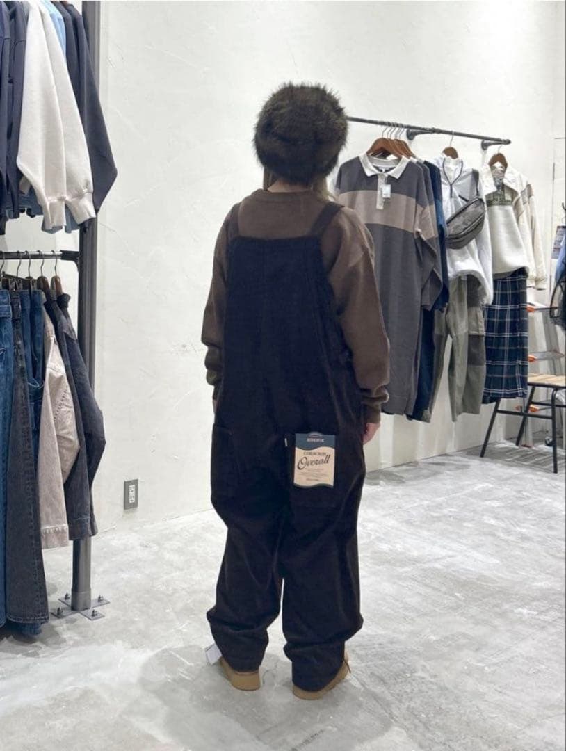 ニコアンド【今期完売】コーデュロイオーバーオール　ブラウンＭ