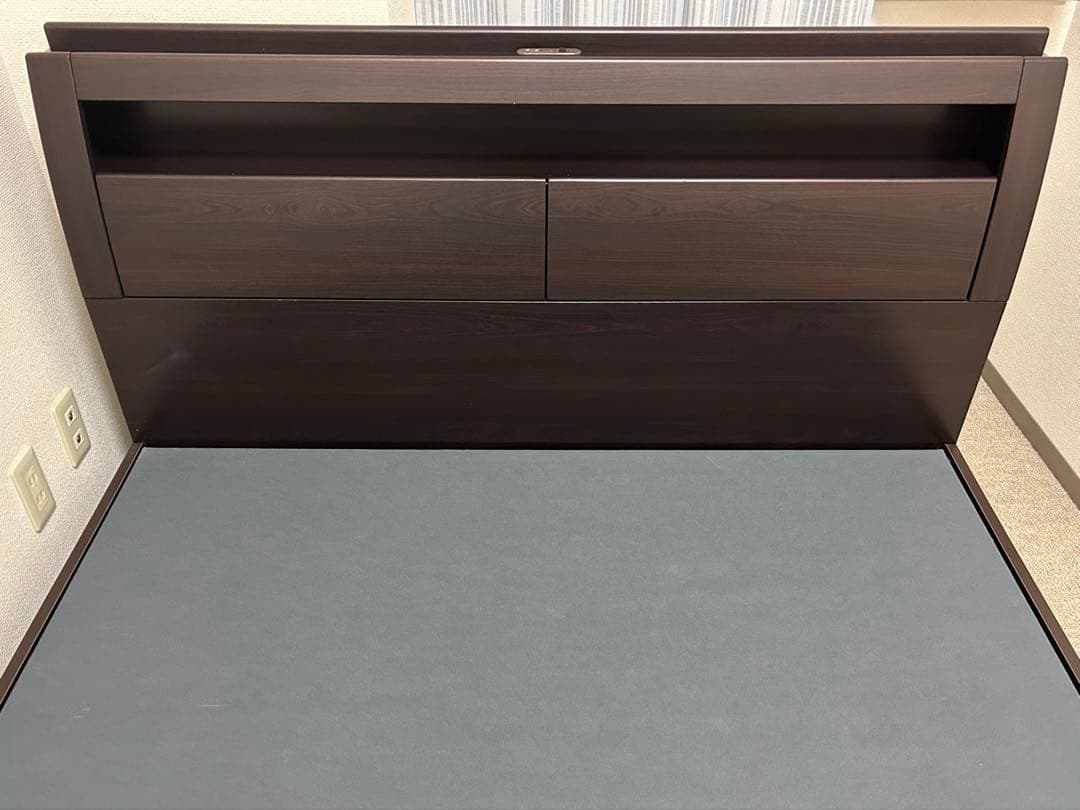 N3【美品】ニトリ　ダブルベッド　ベッドフレーム　木製ダークブラウン