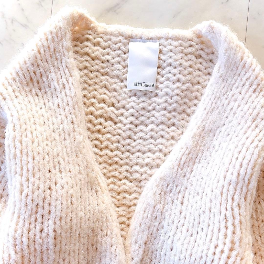 美品 ウィムガゼット モヘア混 ローゲージニットカーディガン パフスリーブ