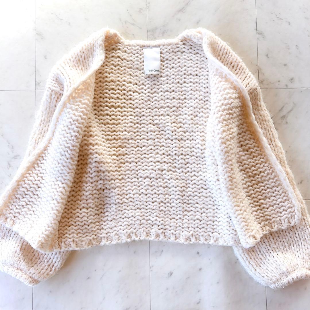 美品 ウィムガゼット モヘア混 ローゲージニットカーディガン パフスリーブ