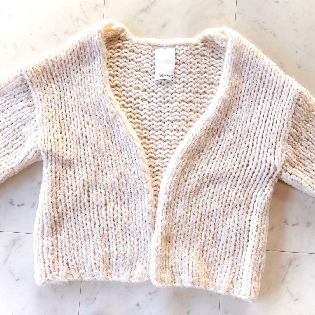 美品 ウィムガゼット モヘア混 ローゲージニットカーディガン パフスリーブ