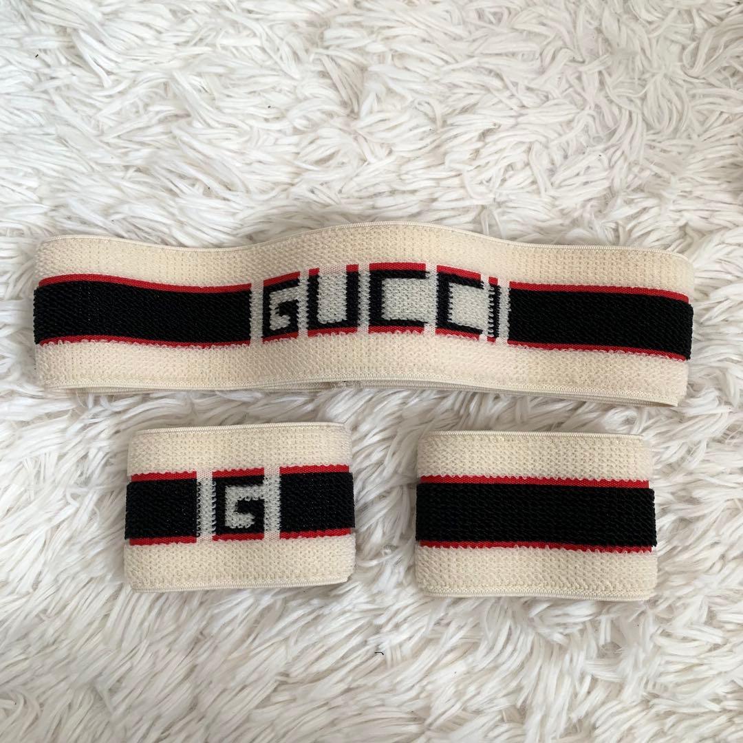 未使用級✨グッチ ヘアバンド リストバンド 登坂広臣 テテ ロゴ シェリーライン