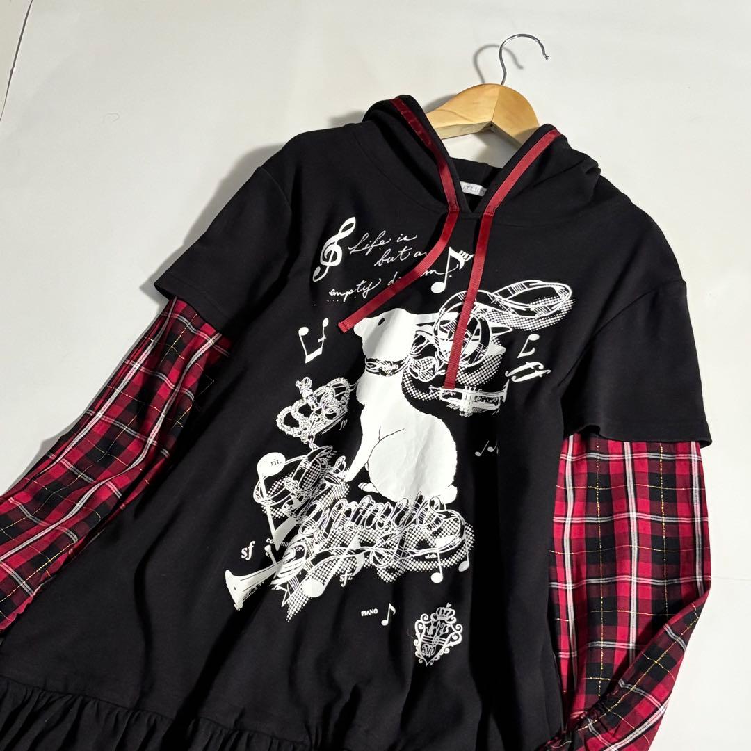 PUTUMAYO プトマヨ　うさぎ・音符柄　ドッキングチュニック・ワンピース