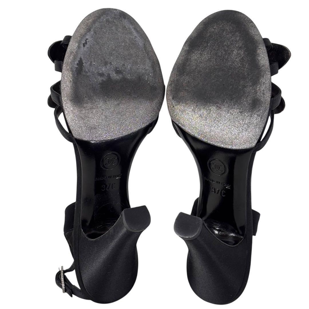 シャネル 37 24 サンダル マトラッセ ココマーク ブラック ビジュー