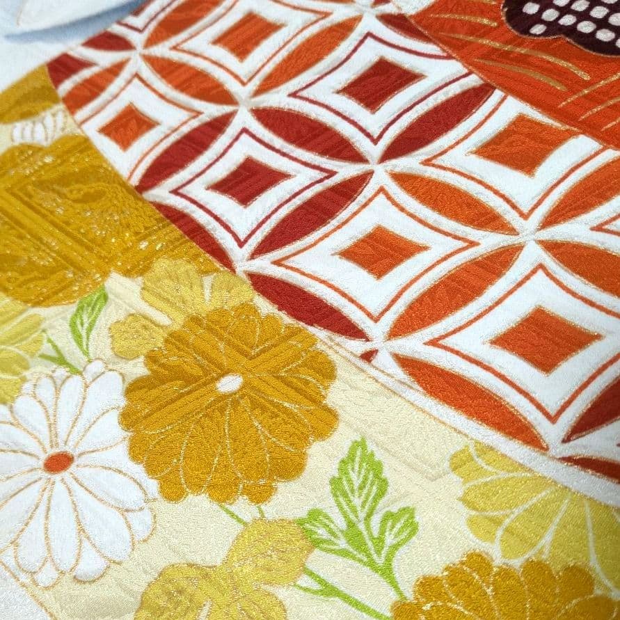 正絹 薄卵 舞鶴刺繍 吉祥 振袖ドレス