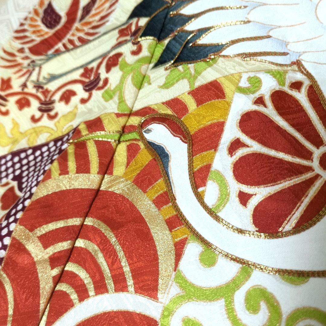 正絹 薄卵 舞鶴刺繍 吉祥 振袖ドレス