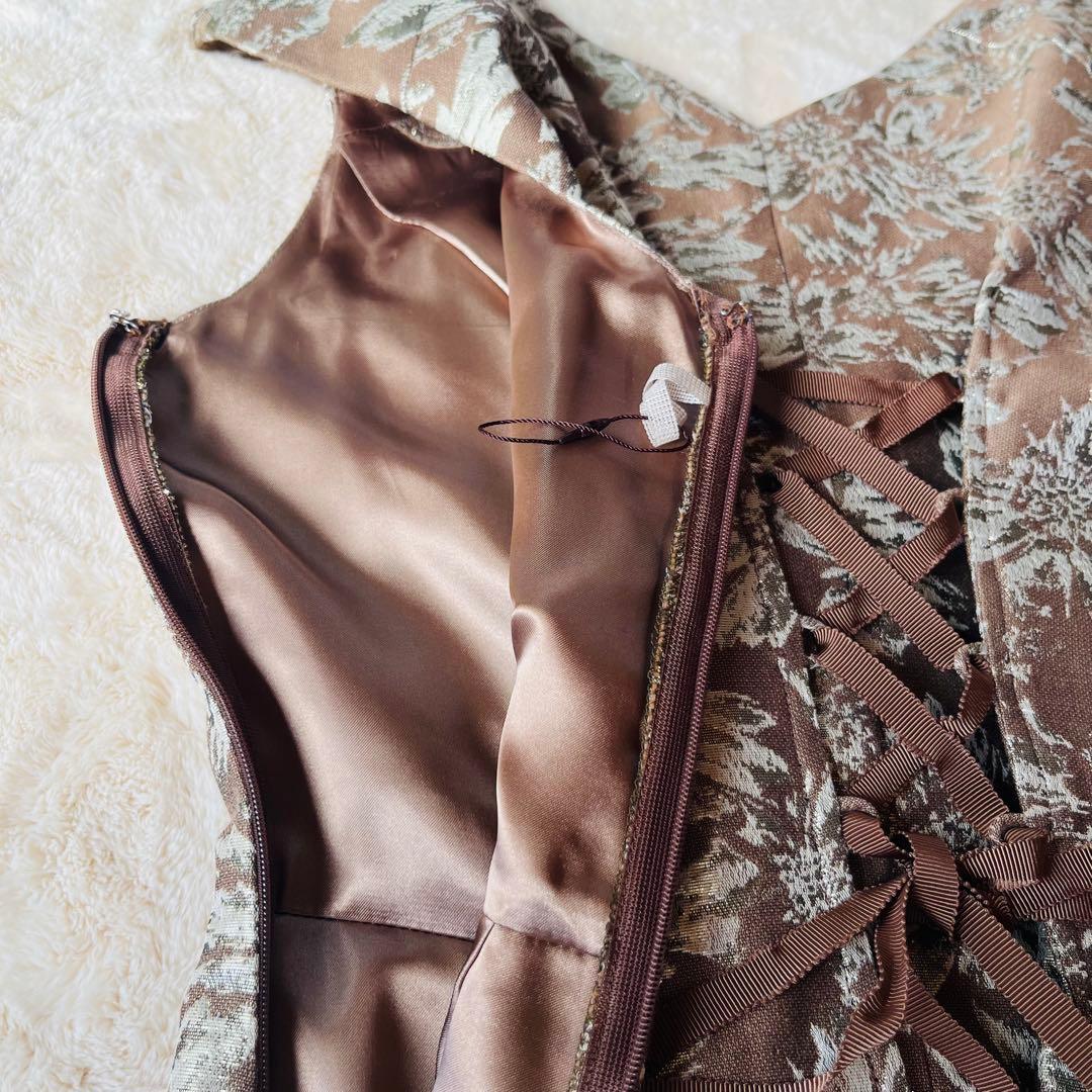 美品★AIMER エメ ブラウン/ゴールド ノースリーブドレス チュールスカート