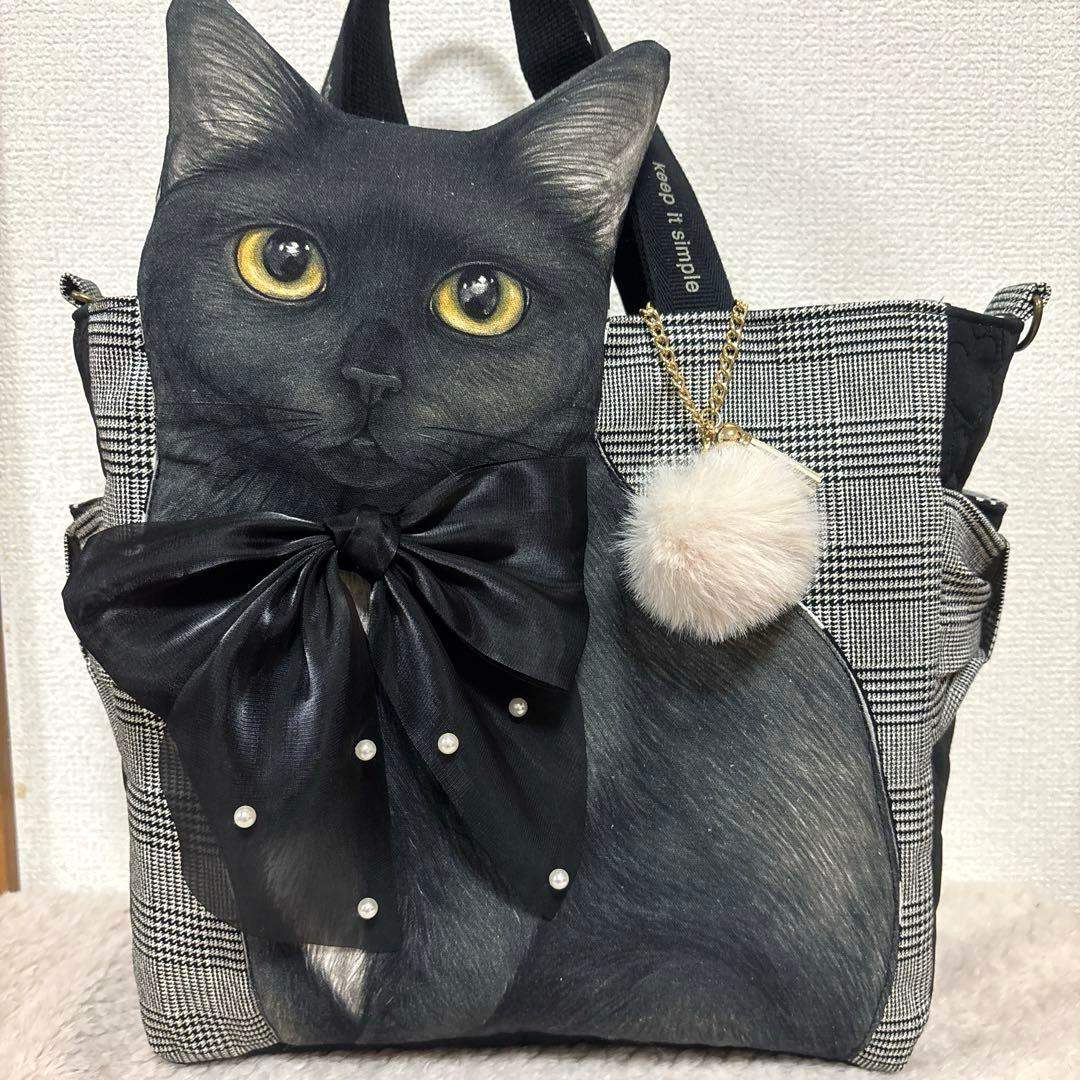 ゆ*ら様 コヤンイサムチョン　超Big黒猫ちゃんサイドポケットトート