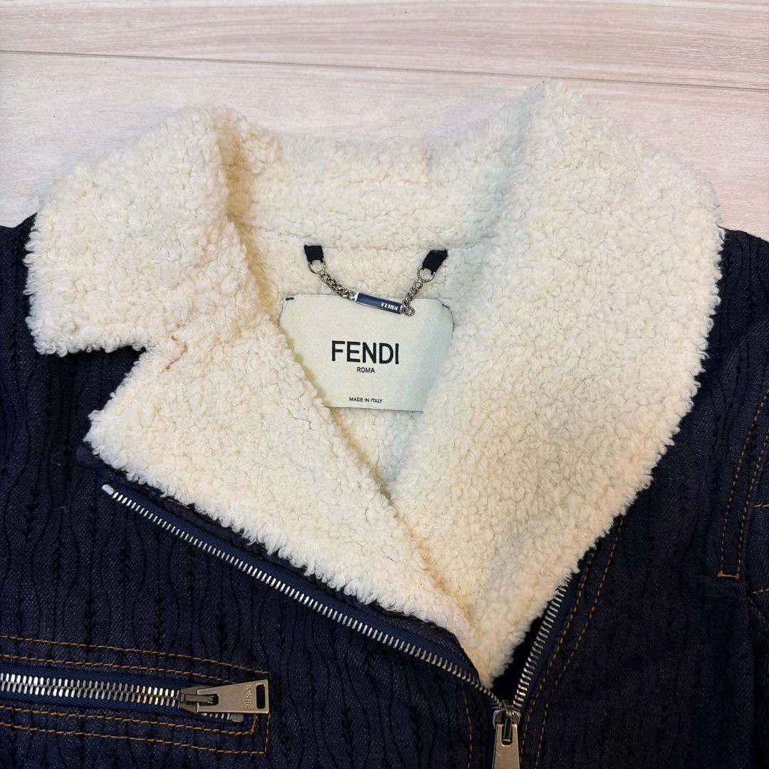 FENDI デニムライダージャケット　ボア