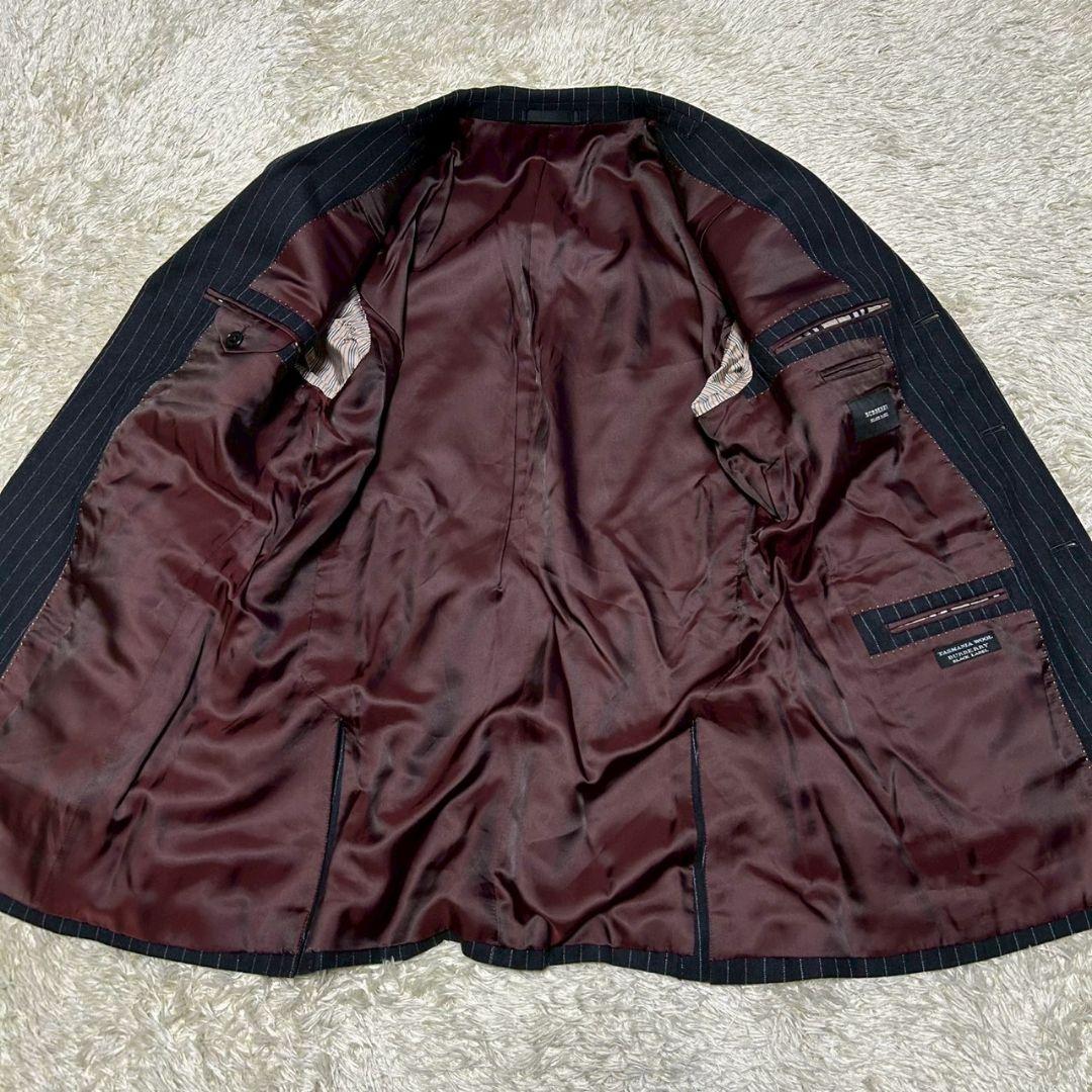 【美品】バーバリーブラックレーベル　スーツ　グレー　ストライプ　38L(M相当)