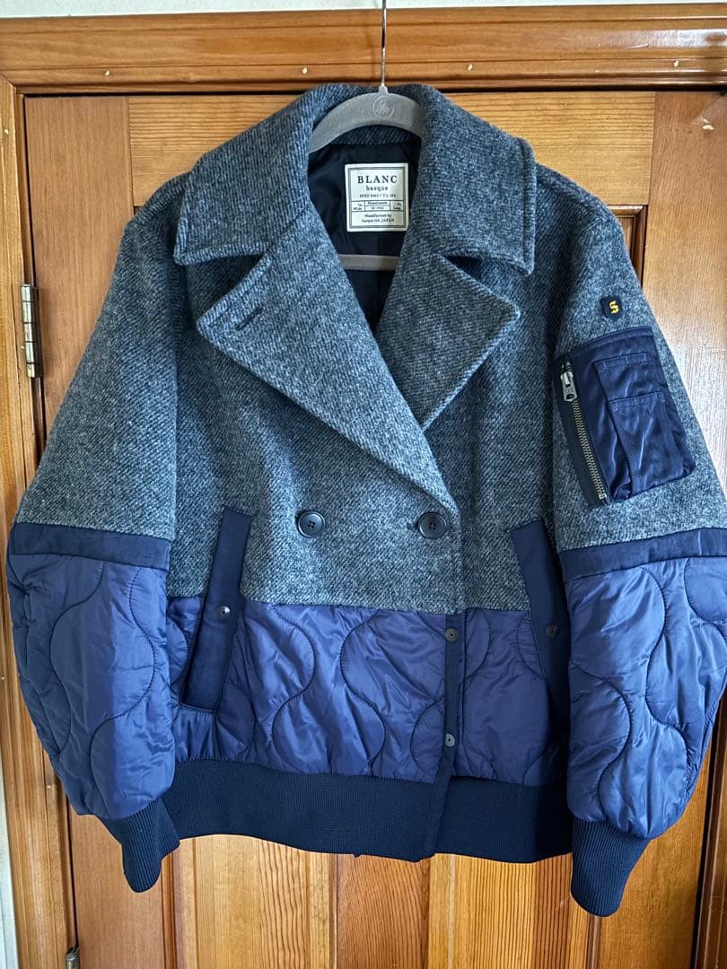 blanc basqueソフトメルトン×中綿キルティング異素材ブルゾンコート