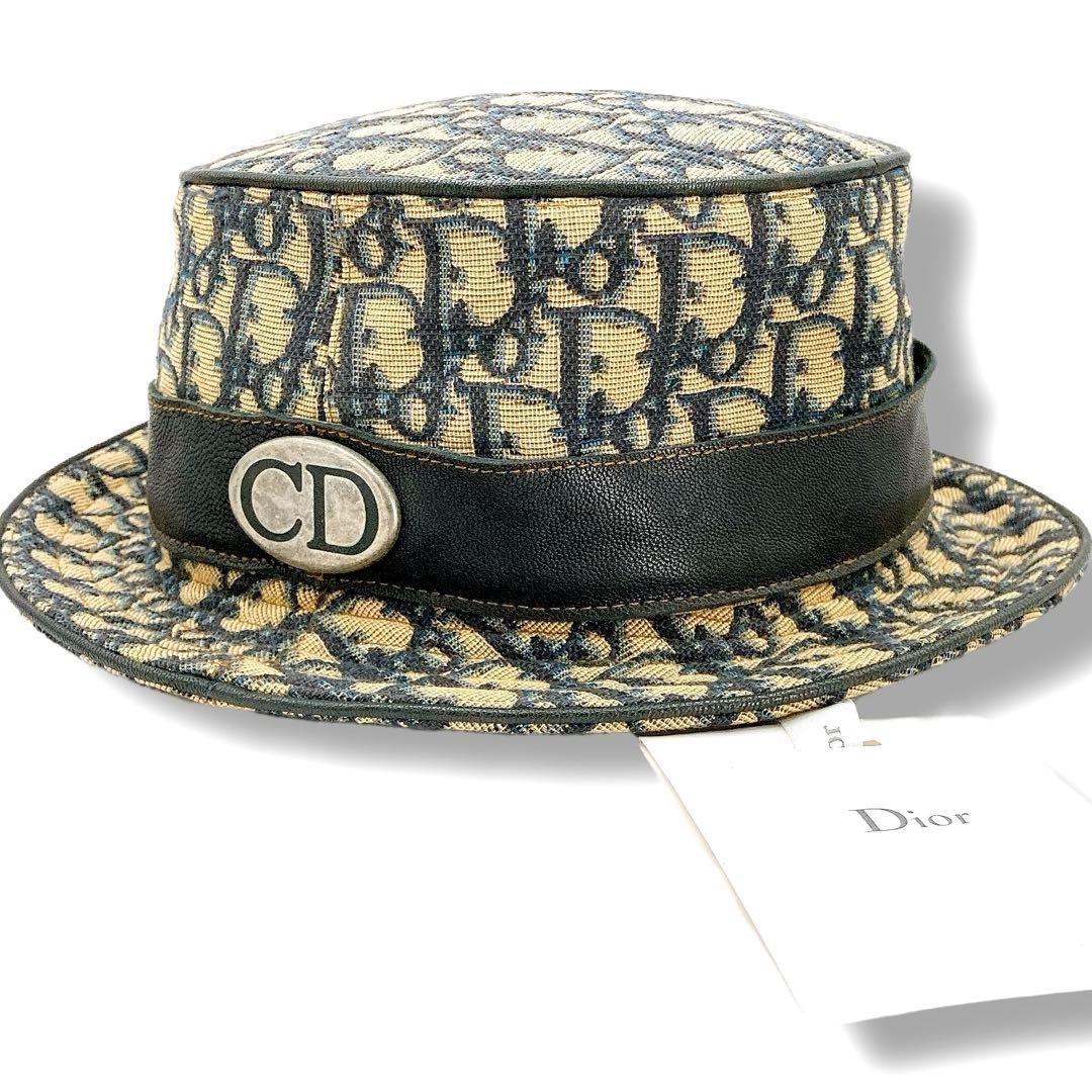 美品✨Dior ディオール　バケットハット　トロッター　総柄　レザー　CDロゴ