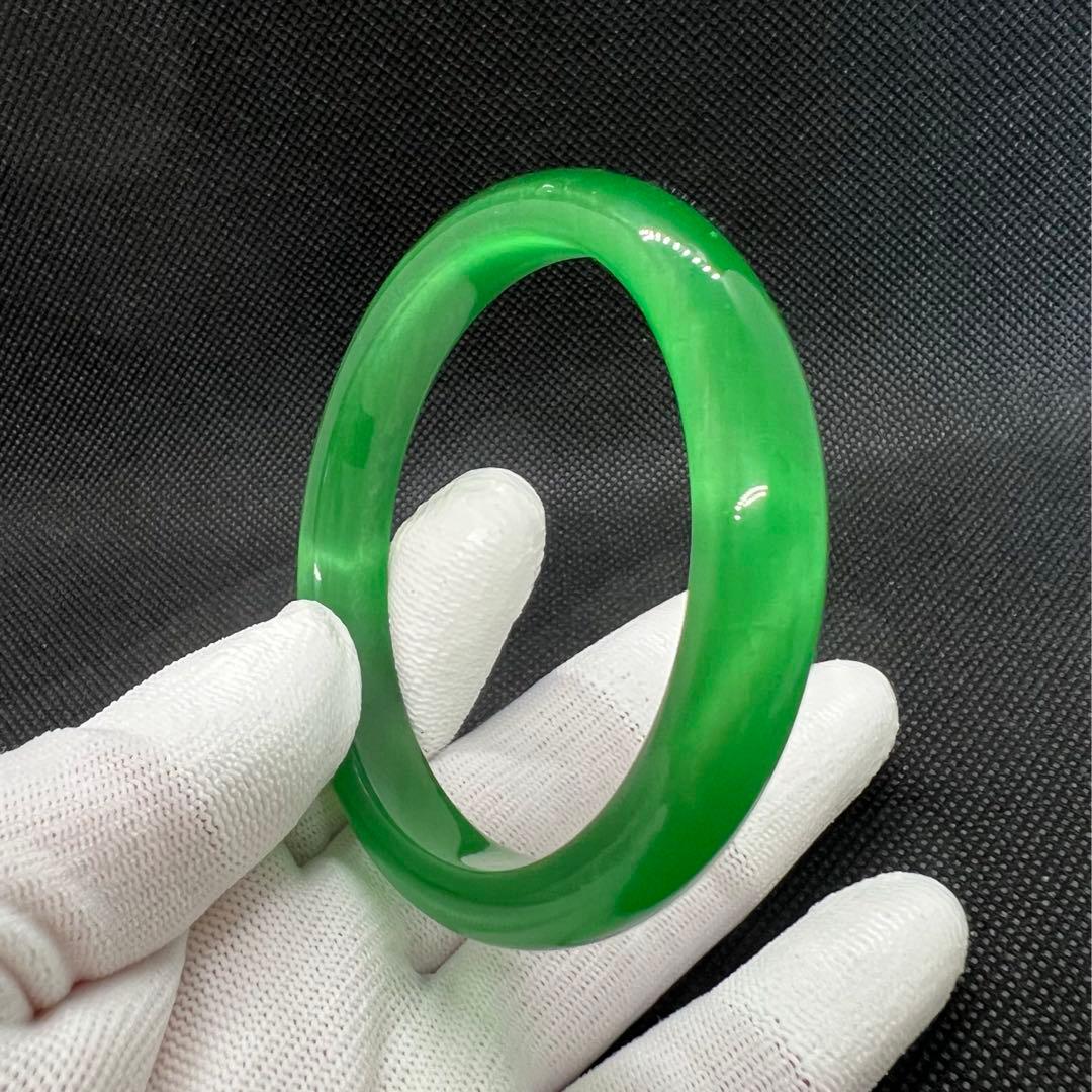 天然高氷種水緑翡翠キャツアイのパワーストーンバングル　番号AB940