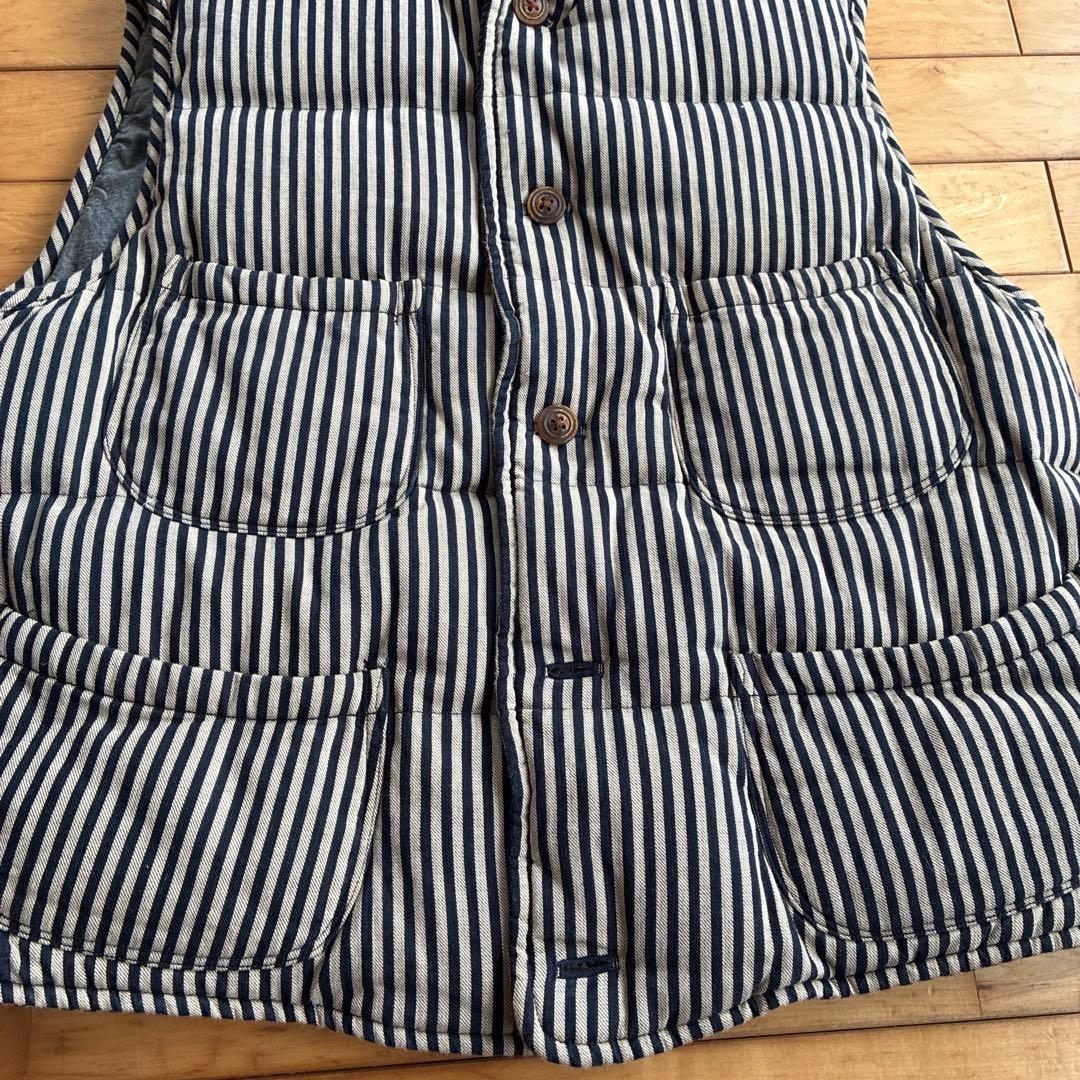 45rpm ストライプ ダウンベスト コーデュロイ襟